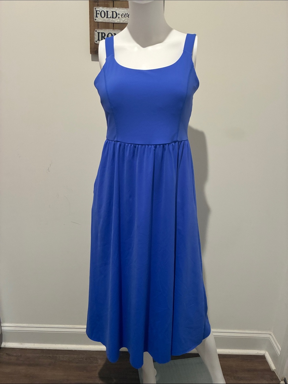 HALARA Royal Blue Scoop Neck Midi Dress